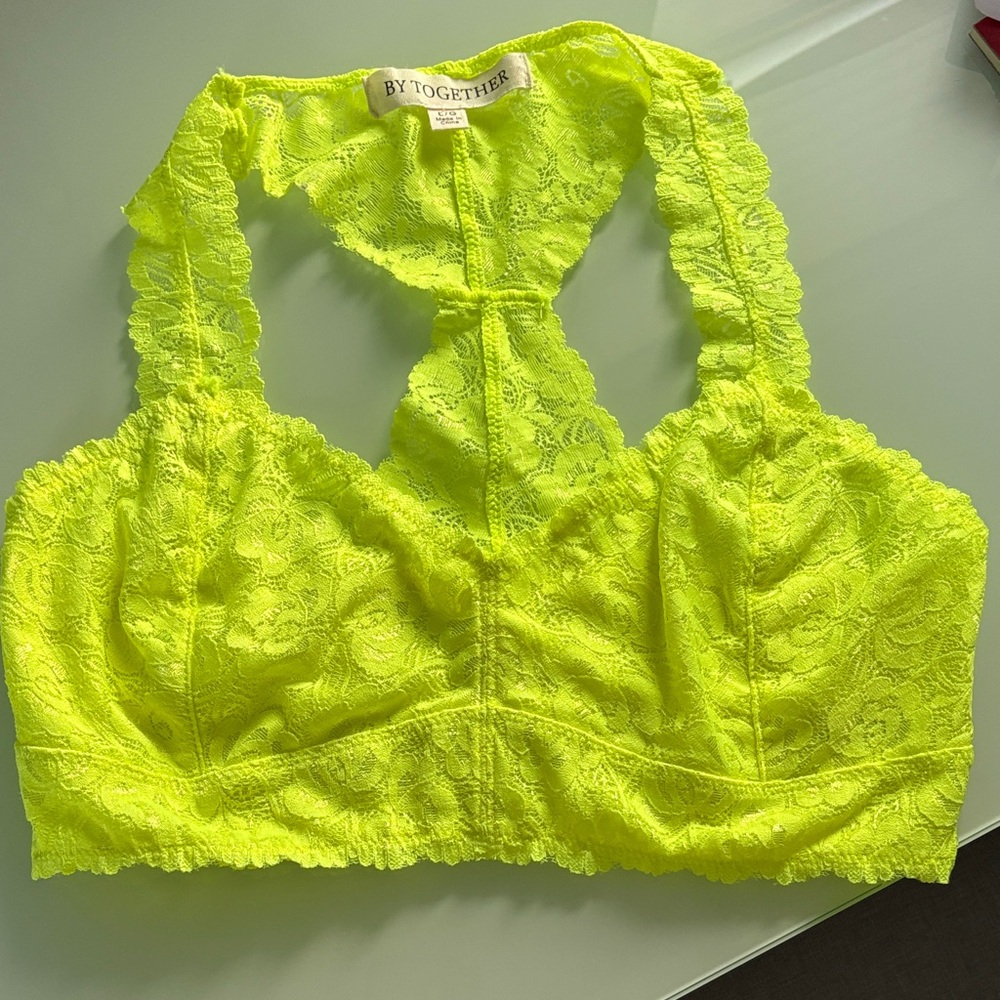 By Together Bright Yellow Lace Bralette